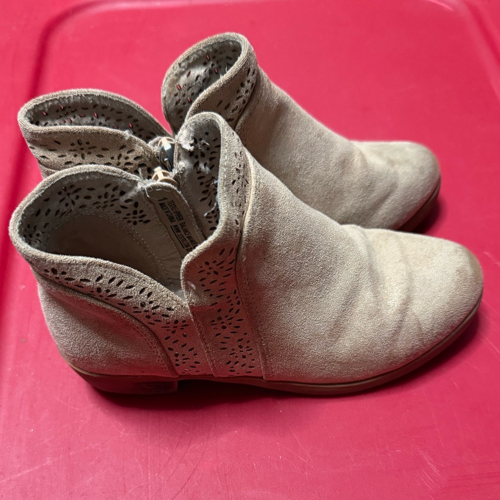 Kids Suede Ankle Boots - Light Beige